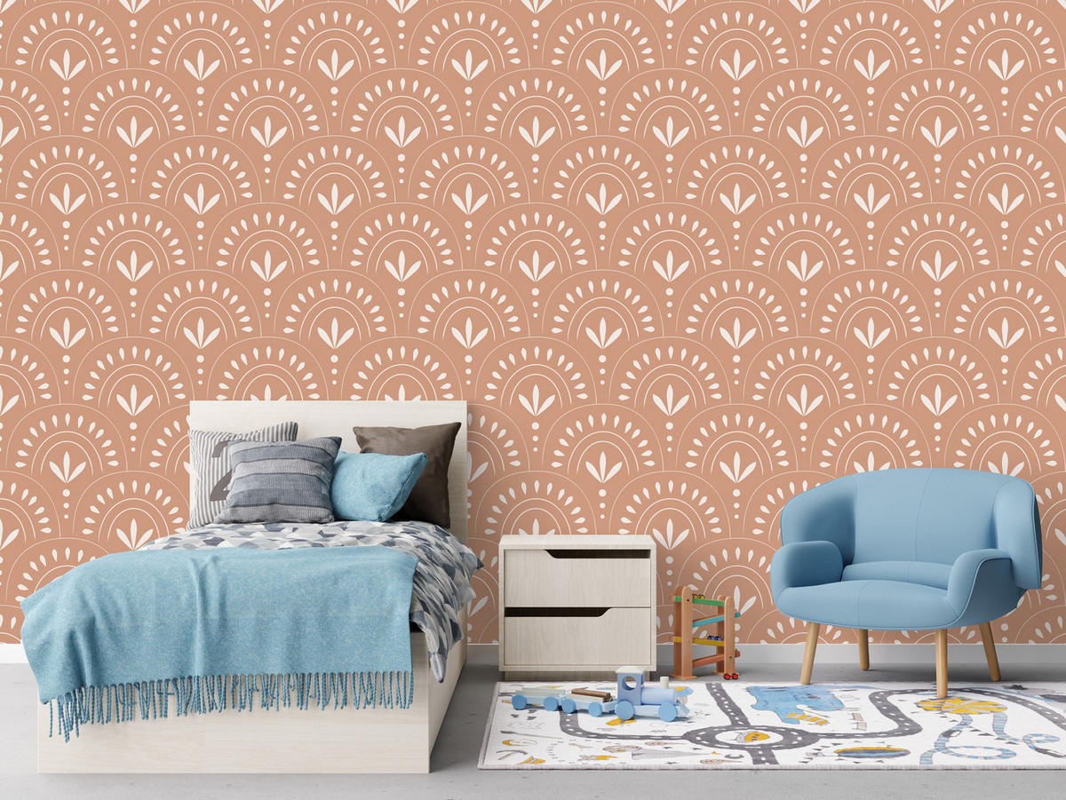 VLIESTAPETE Boho-Ornamente – Terrakotta, Creme – 50x1000 cm - Terracotta/Creme, Papier (50/1000cm) - Muralo