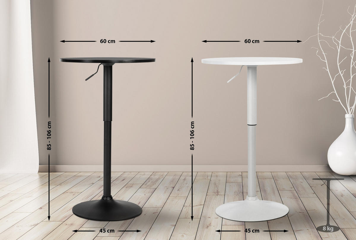 STEHTISCH rund 60 cm Holz weiß/weiß - Weiß, Holz/Metall (60/60/85cm) - CLP