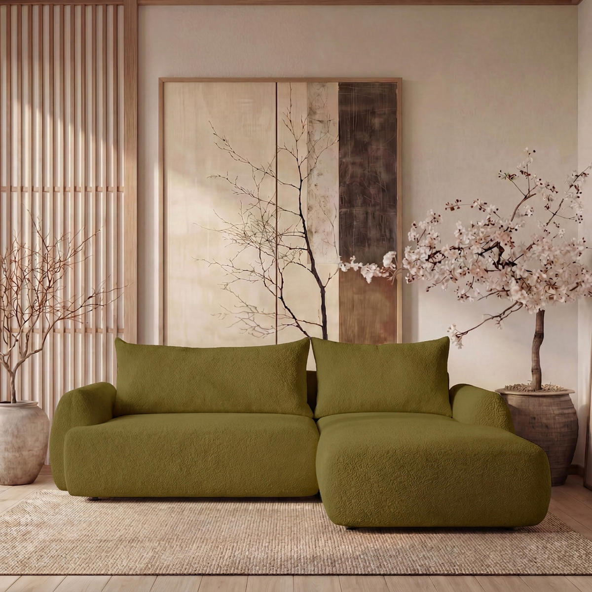 ECKSOFA MUNDUK II mit Schlaffunktion, Olive - Olivgrün, Textil (260/184cm) - Fedve