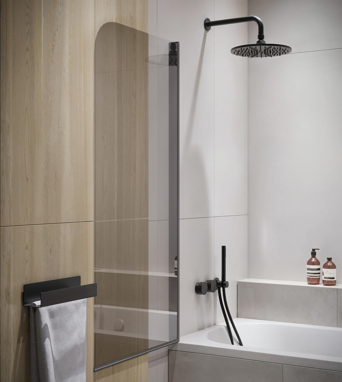 BADEWANNE Torino 1 Teil cm Schwarz - 60 x 140 cm - Schwarz, Glas (60/140cm) - Badplaats