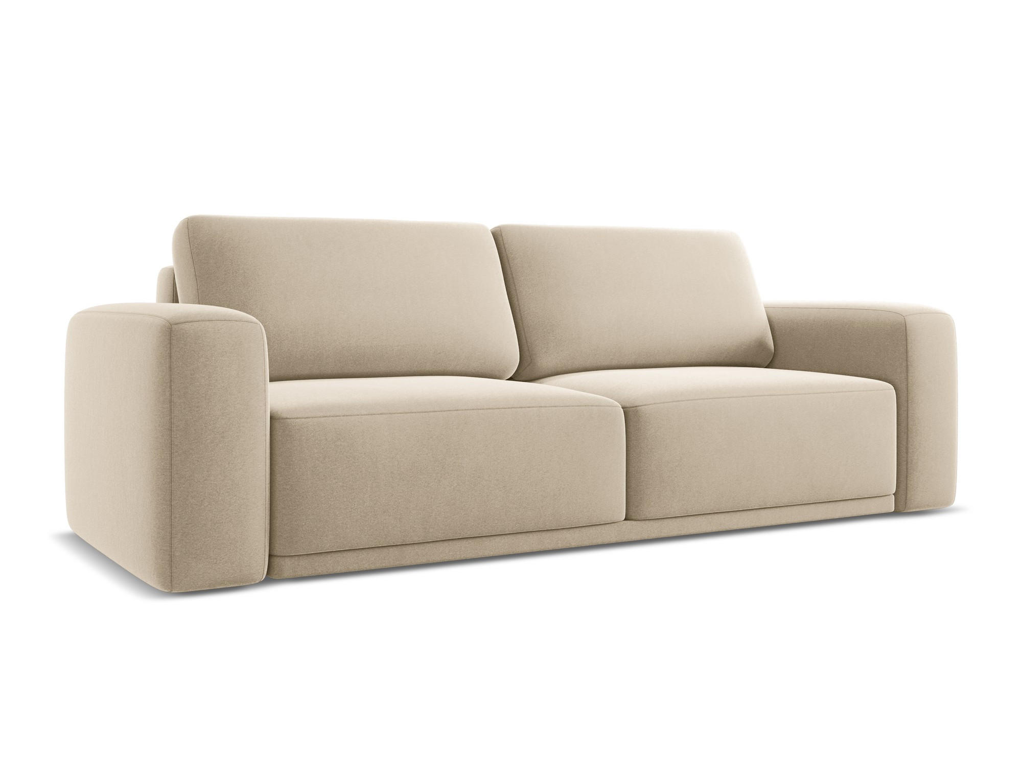 3-SITZER SOFA mit Schlaffunktion Samt Stoff Beige - Beige/Creme, Kunststoff/Textil (242/91/100cm) - Makamii