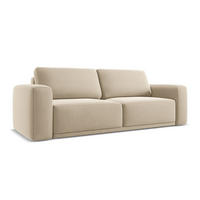 3-SITZER SOFA mit Schlaffunktion Samt Stoff Beige - Beige/Creme, Kunststoff/Textil (242/91/100cm) - Makamii