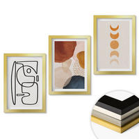 WANDBILDER 3er Set - 20x30 cm Goldrahmen - Abstrakte Farbdekorationen - Goldfarben, Kunststoff (20/30cm) - ArtPrintCave