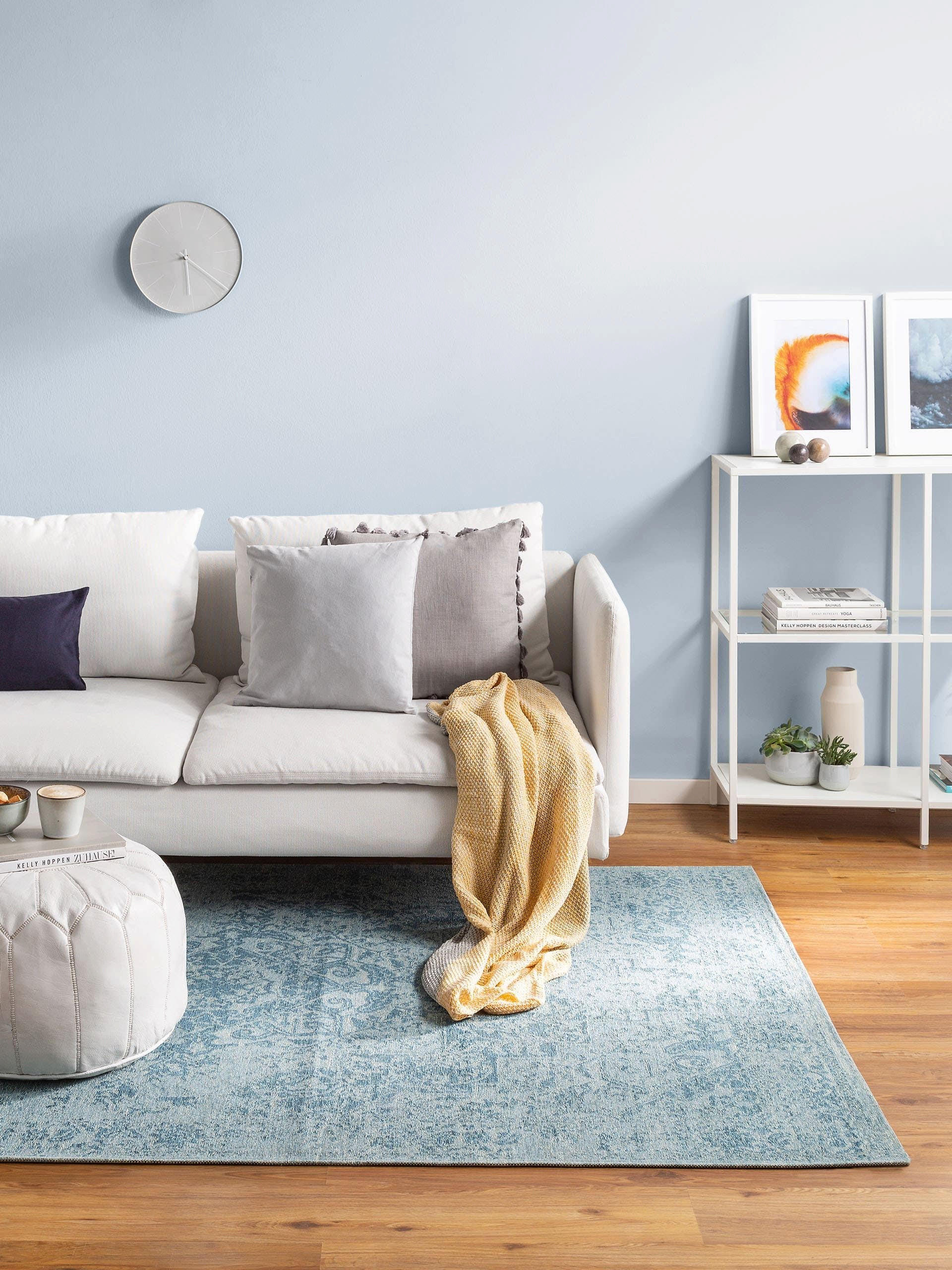 Thumbnail - benuta Pop Flachgewebeteppich, Blau, Textil, Patchwork, Rechteckig, 115x180 cm, Oeko-Tex® Standard 100, für Fußbodenheiz...