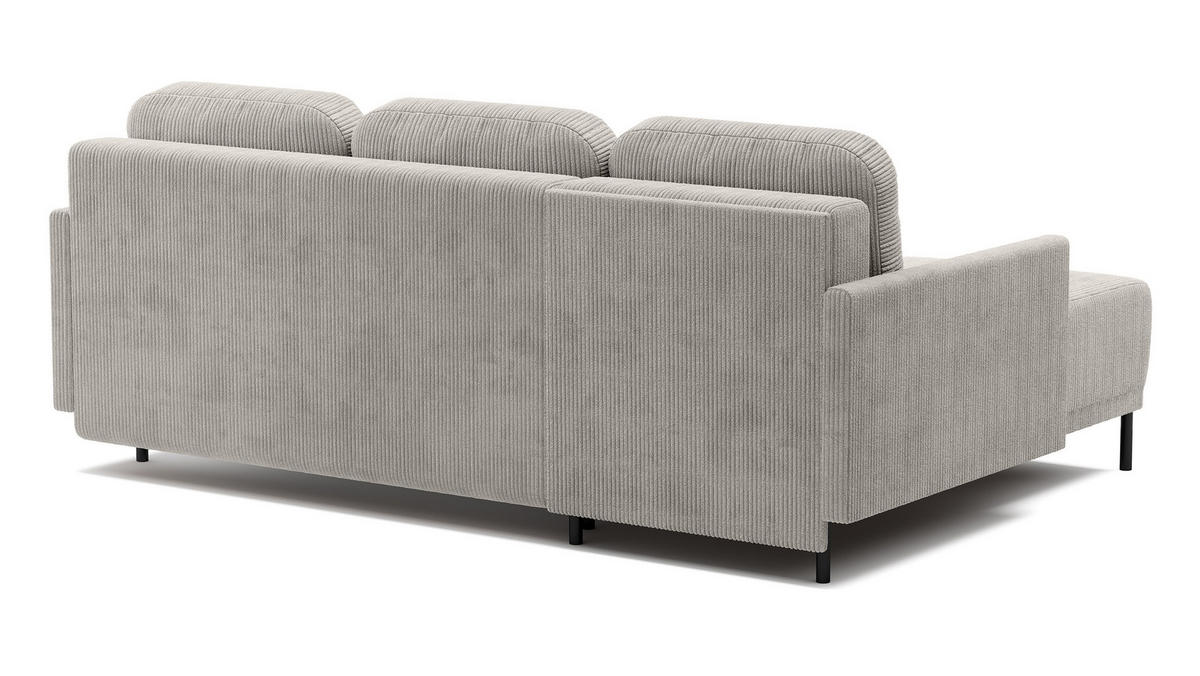 ECKSOFA Hamiel Hellbeige Cordbezug - Ecru/Schwarz, Holz/Textil (212/142cm) - Selsey