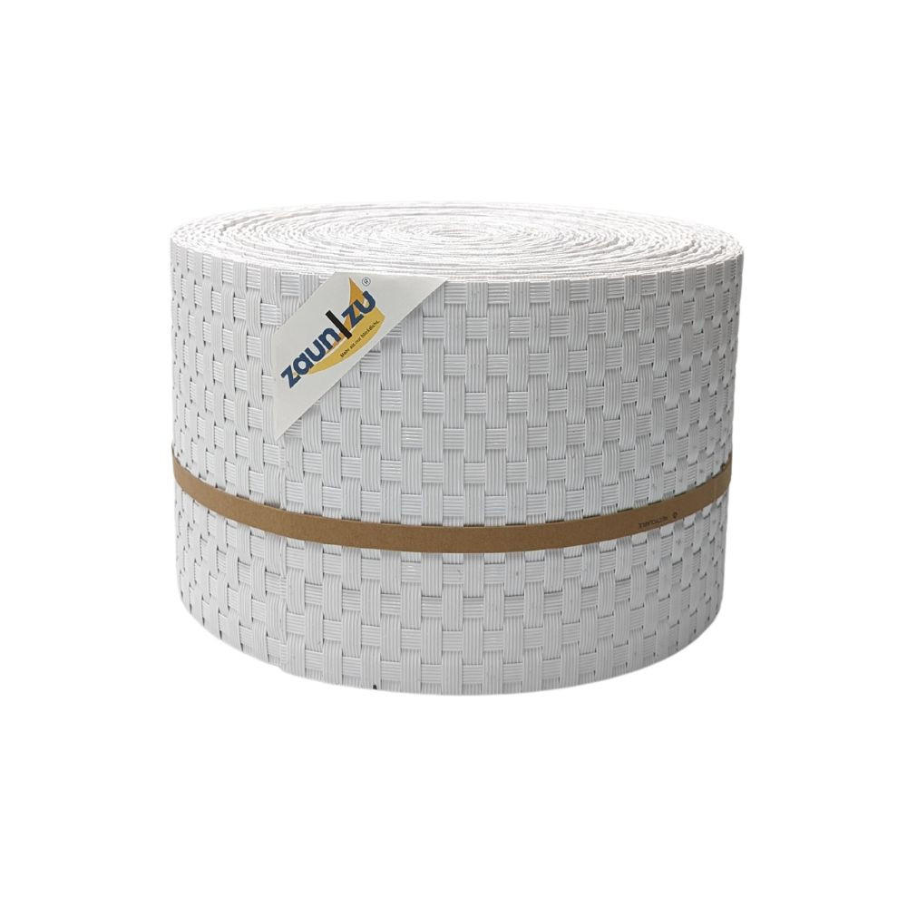 SICHTSCHUTZSTREIFEN Rattan PE für Doppelstabmatten Weiß 26m - Weiß, Kunststoff (2600/19cm) - ZAUN|ZU