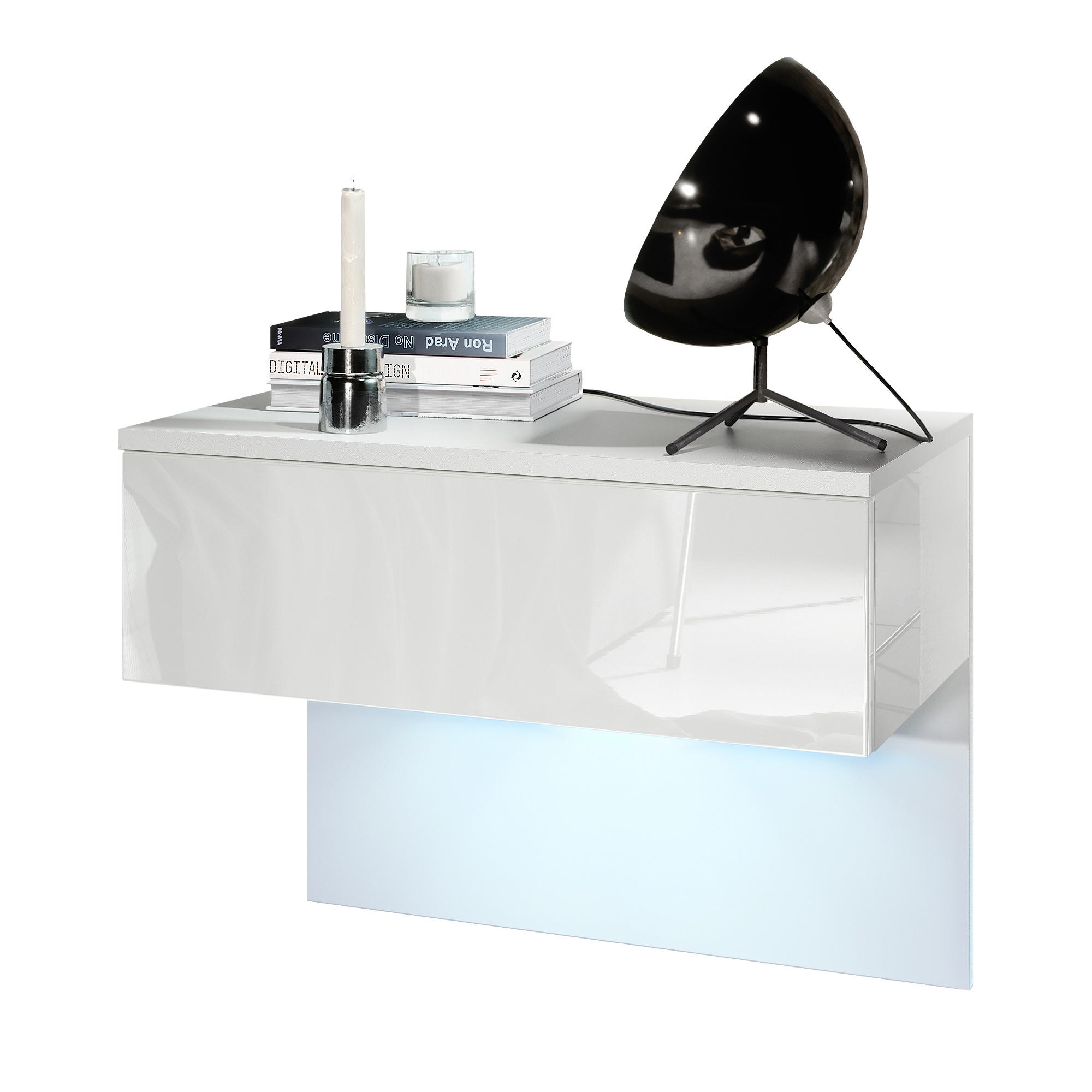 NACHTTISCH Sleep Fronten in Weiß Hochglanz - Weiß Hochglanz, Holzwerkstoff (60/46/35cm) - Vladon