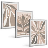 BILDER SET 3er Set - 40x60 cm Silberner Rahmen - Abstrakte Pflanzenmuster - Silberfarben, Kunststoff (40/60cm) - TULUP