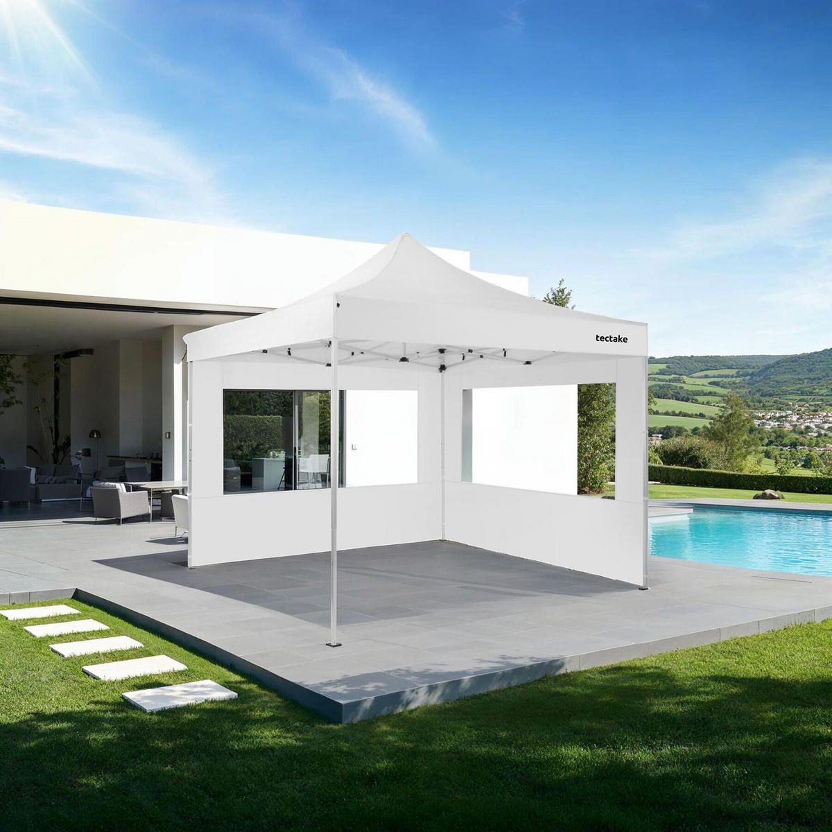 ALUMINIUM PAVILLON Olivia, inklusive Spannseilen, Heringen und Tragetasche, weiß - Weiß, Kunststoff (300/280/300cm) - tectake