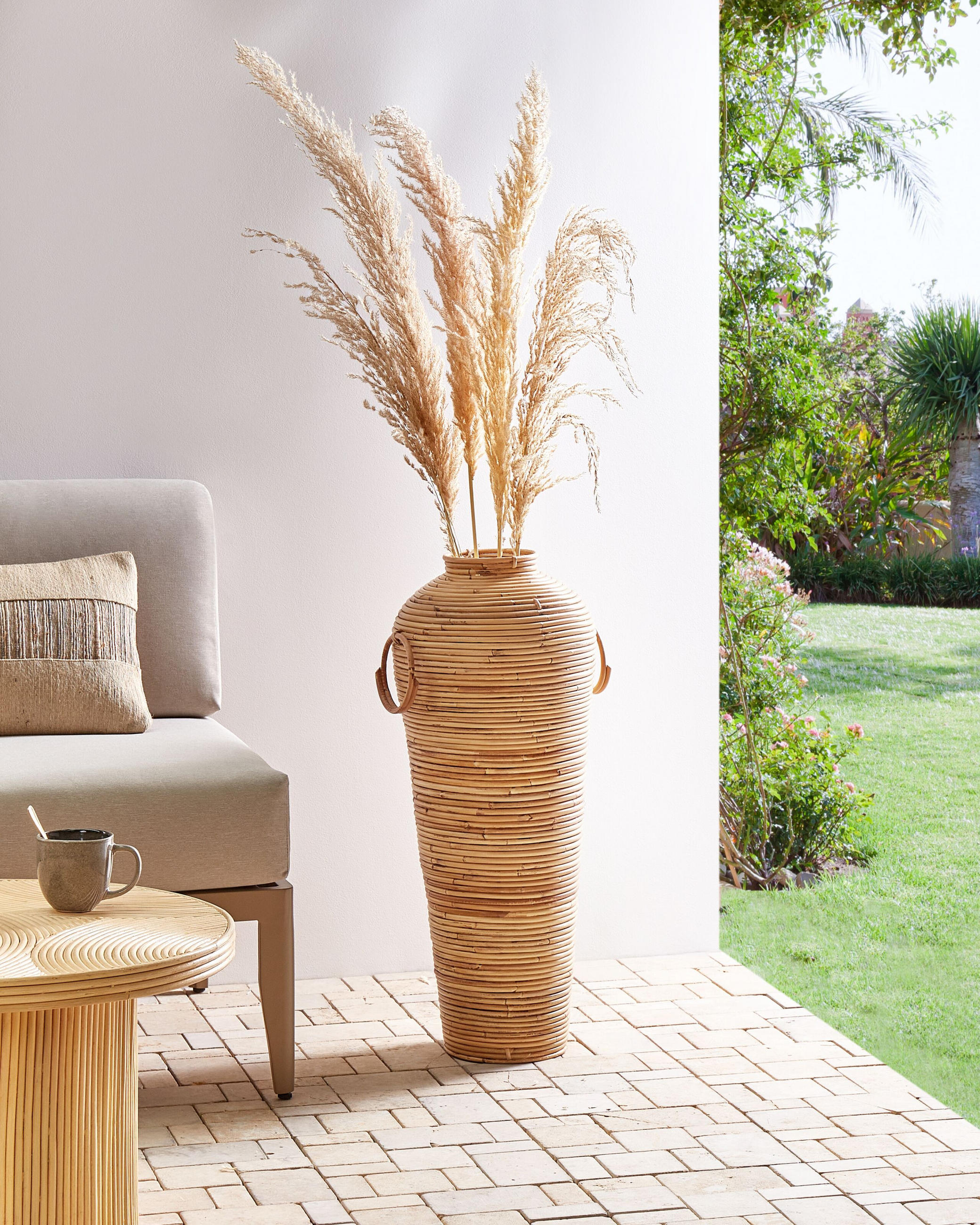 DEKOVASE Rattan natürlich Elatia - Naturfarben, Naturmaterialien (70cm) - Beliani