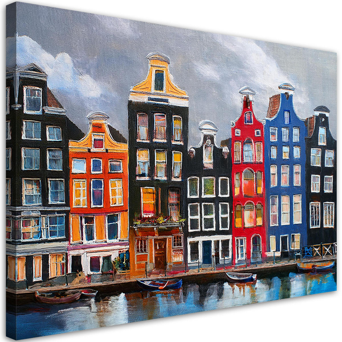 WANDBILD amsterdamer stadt gemalt - Multicolor, Textil (60/40cm) - Feeby