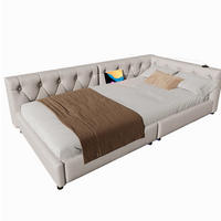 POLSTERBETT 90/200 cm Beige aus Leinen mit LED-Beleuchtung - Beige, Textil (90/200cm) - OKMYHOME