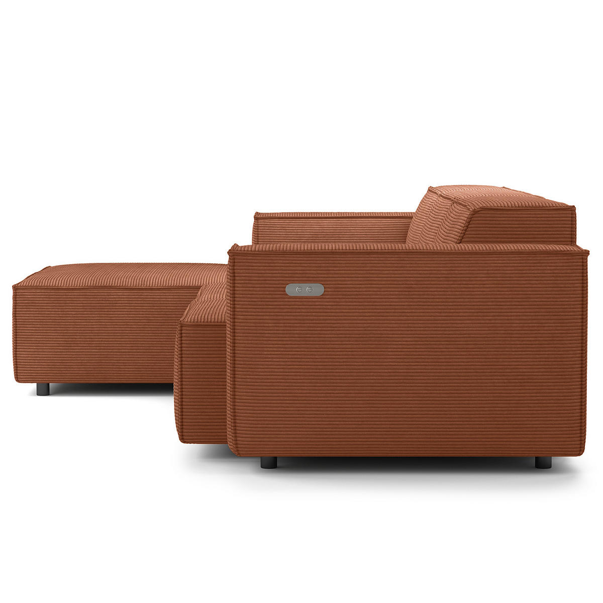 ECKSOFA mit Longchair - Schwarz/Braun, Kunststoff/Textil (260/177cm) - home24