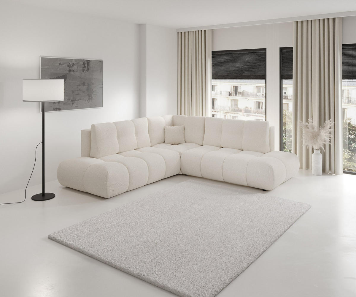 ECKSOFA DUCA II R-S Beige Jersey mit Schlaffunktion - Beige, Holz (266.5/266.5cm) - MASSENO