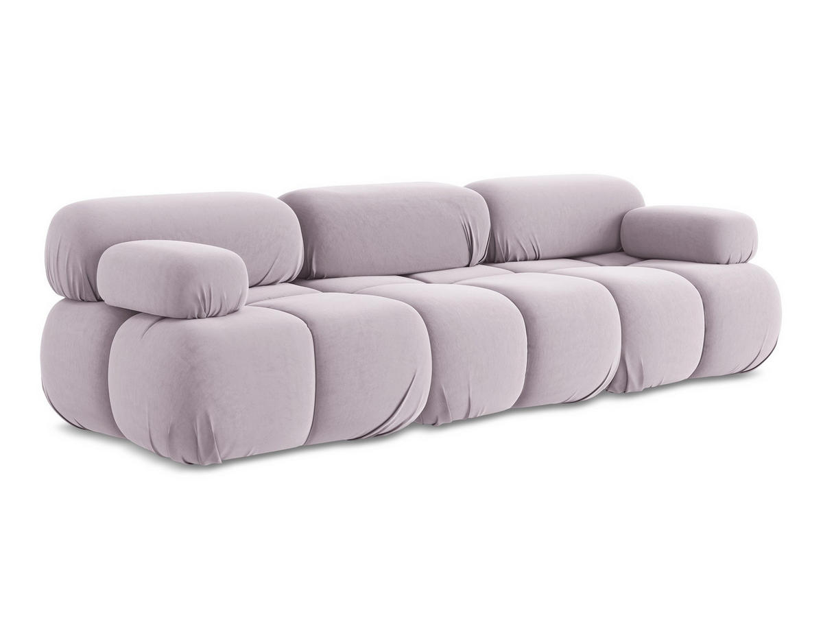 3-SITZER SOFA Samt Stoff Violett - Lila/Flieder, Kunststoff/Textil (285/70/96cm) - Makamii