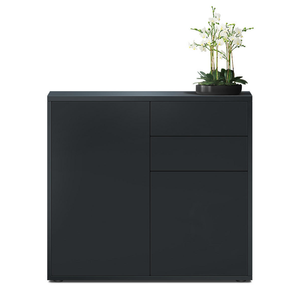 KOMMODE Ben Front in Schwarz matt - Schwarz, Holzwerkstoff (79/74/36cm) - Vladon