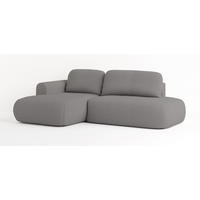 ECKSOFA NUVIRA L-S Grau Geflochtener Stoff mit Schlaffunktion - Grau, Holz (274/165cm) - MASSENO