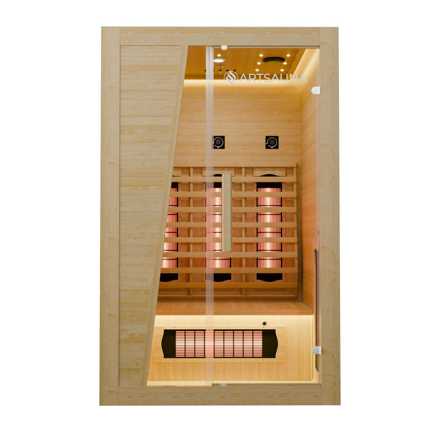 INFRAROTKABINE Bergen115 mit Vollspektrumstrahlern & Hemlockholz - Naturfarben, Holz (105/190/115cm) - Artsauna