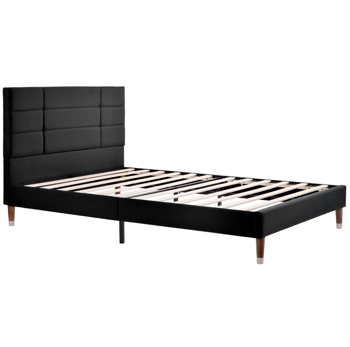 POLSTERBETT 140/200 cm mit Lattenrost und gepolstertem Kopfteil in Schwarz - Schwarz, Holz (140/200cm) - BEAOK