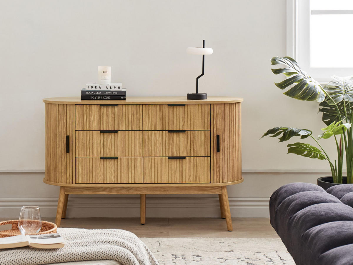 KOMODA s 6 zásuvkami Hnědá Selah - hnědá, kompozitní dřevo (120/75/40cm) - Beliani