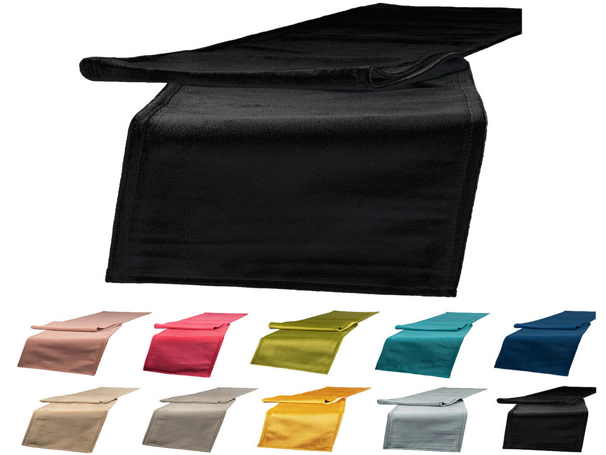 XL-TISCHLÄUFER Samt&Sonders schwarz 220/40 cm - Schwarz, Textil (40/220cm) - beties Heimtextil