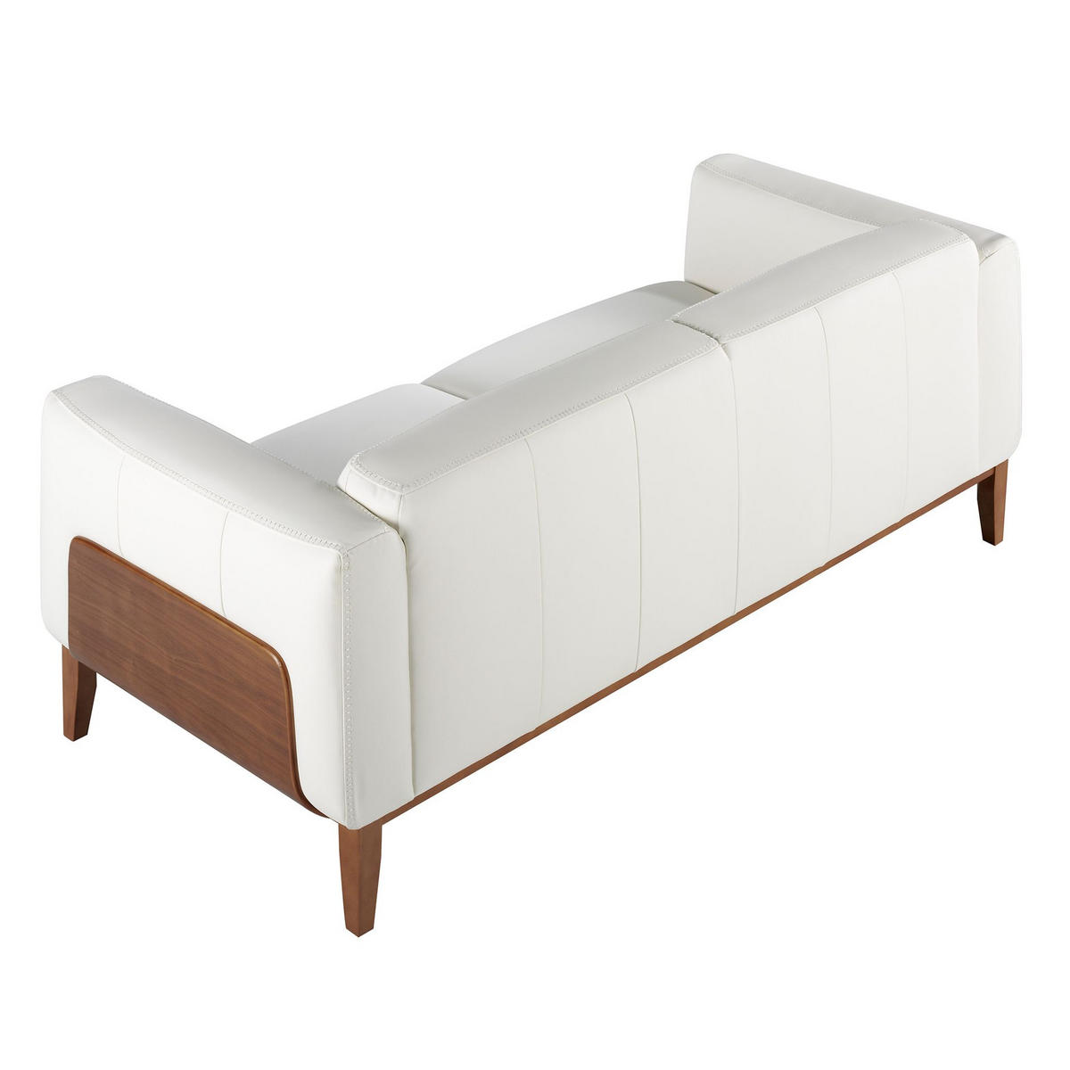 SOFA 3-Sitzer-Sofa aus weißem Leder 209/92/77 cm - Walnussfarben/Weiß, Leder (209/77/92cm) - ANGEL CERDA