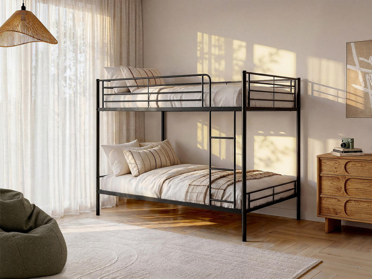 ETAGENBETT - 2 Personen - metall - schwarz Duotis - Schwarz, Metall (90/190cm) - Vente-Unique