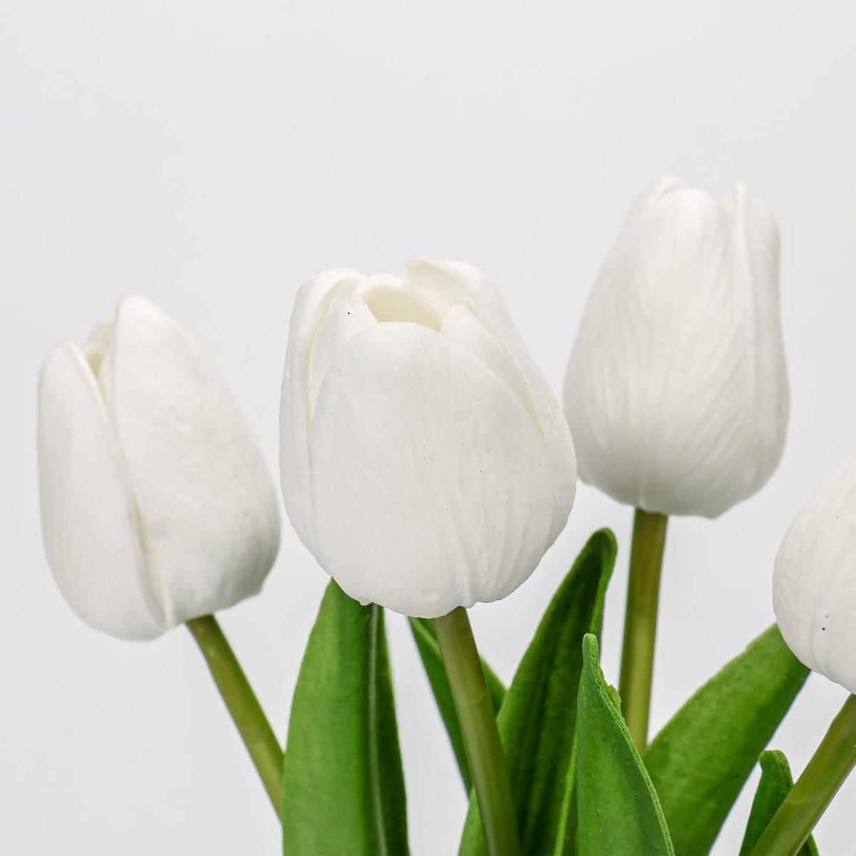 KUNSTBLUMEN Tulpenbund mit Vase Weiß 30 cm - Weiß, Keramik (27cm)
