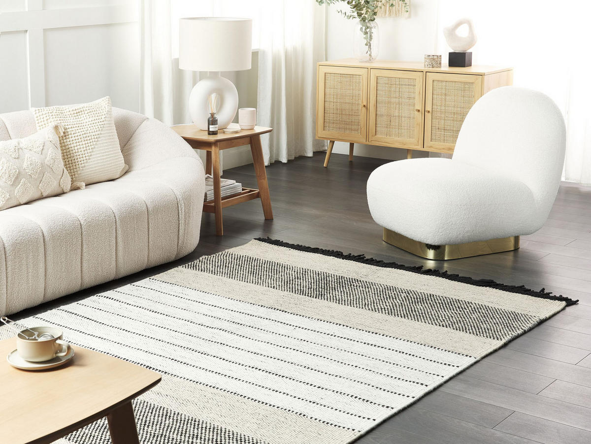 TEPPICH geflochten Yazlik 200/140 cm - Beige, Textil (140/200cm) - Beliani