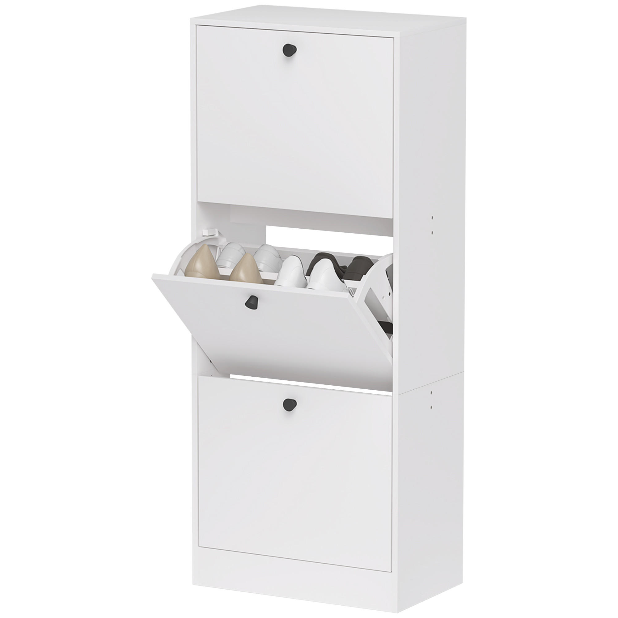 SCHUHSCHRANK Soria Norte Weiss verstellbar 47/28/115 cm - Weiß, Holz (47/115/28cm) - Jamb
