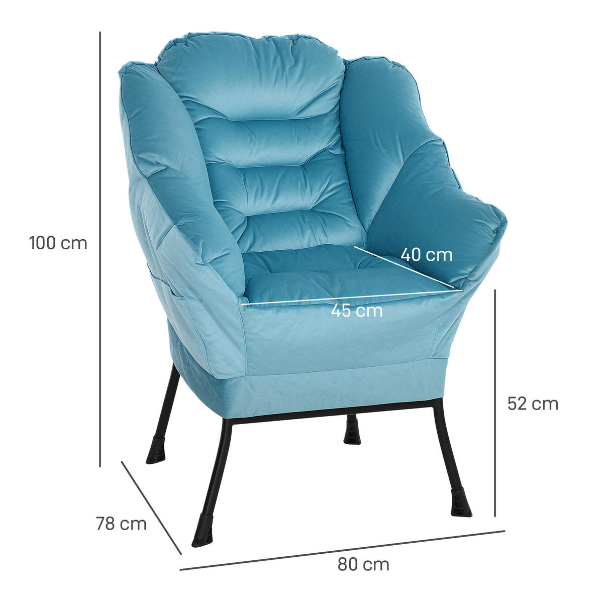 SESSEL - Blau, Kunststoff (78/100/80cm) - HOMCOM