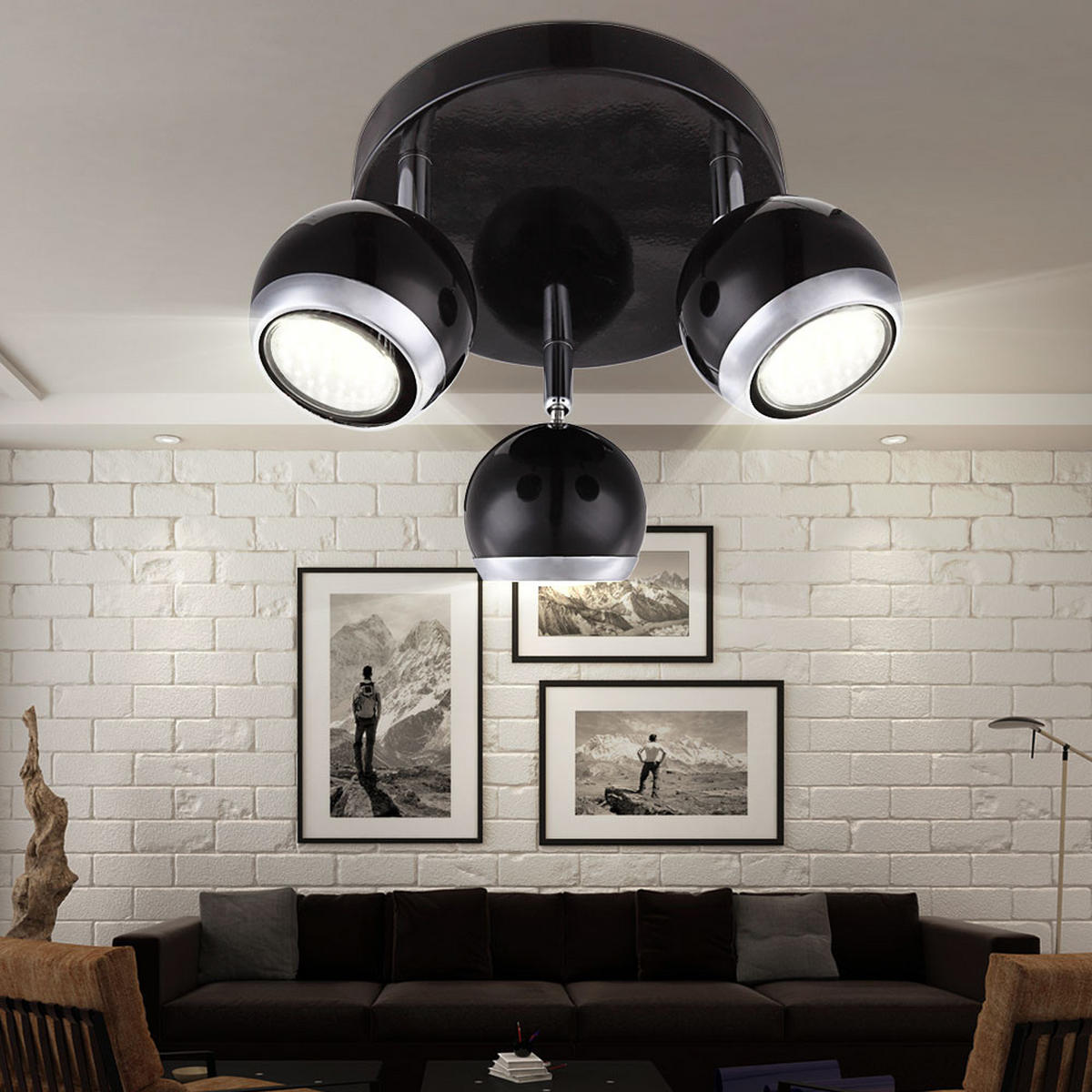 LED DECKENLEUCHTE Oman Schwarz Chrom - Schwarz, Metall (18/18/13cm) - Globo Lighting