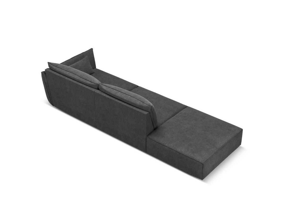 LINKES-SOFA Kaelle aus Chenille-Stoff dunkelgrau 4 Sitzplätze - Dunkelgrau, Textil (110/85/264cm) - Micadoni