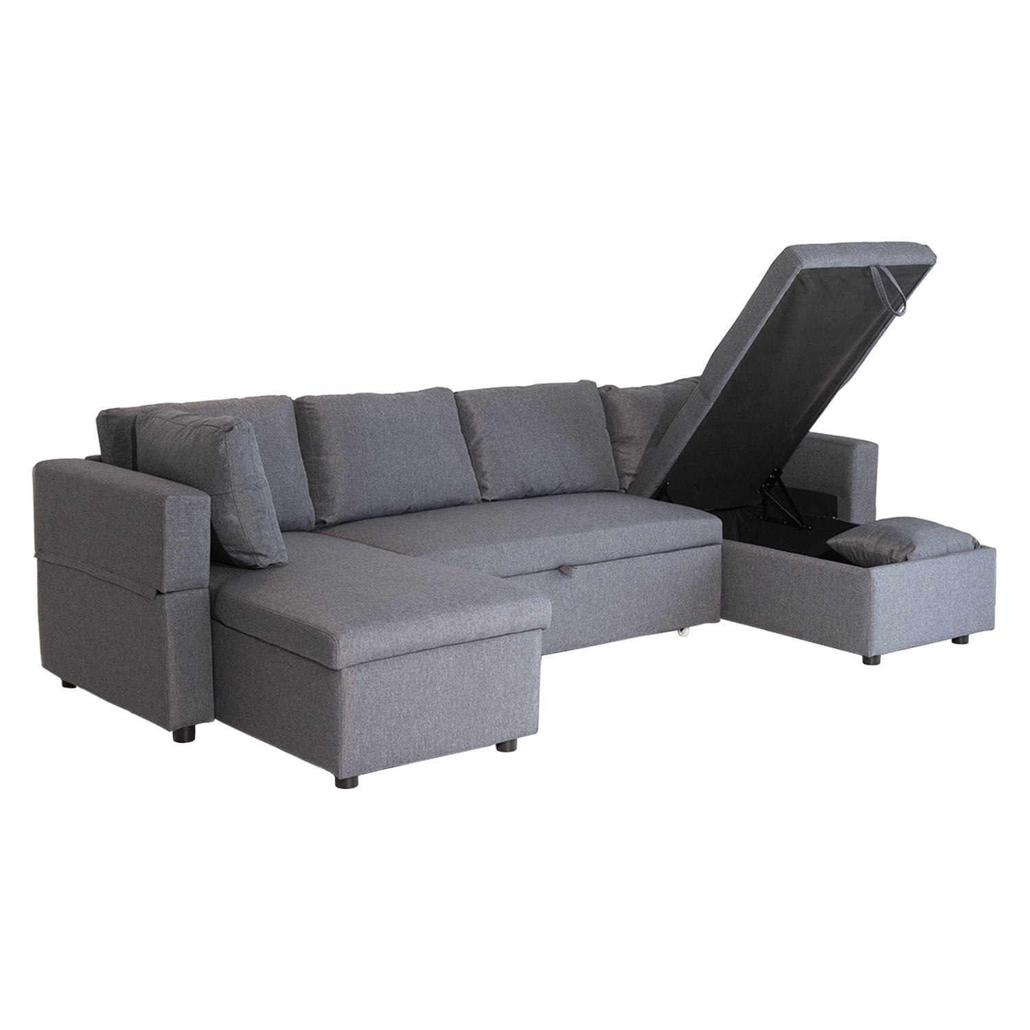 Thumbnail - Happy Garden Schlafsofa, Grau, Textil, 294x146 cm, Wohnzimmer, Sofas & Couches, Wohnlandschaften, Ecksofas