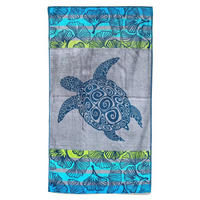 STRANDTUCH Frottee Velours Jacquard Playamar 95x175 440g/m² - Blau, Textil (95/175cm) - LE COMPTOIR DE LA PLAGE