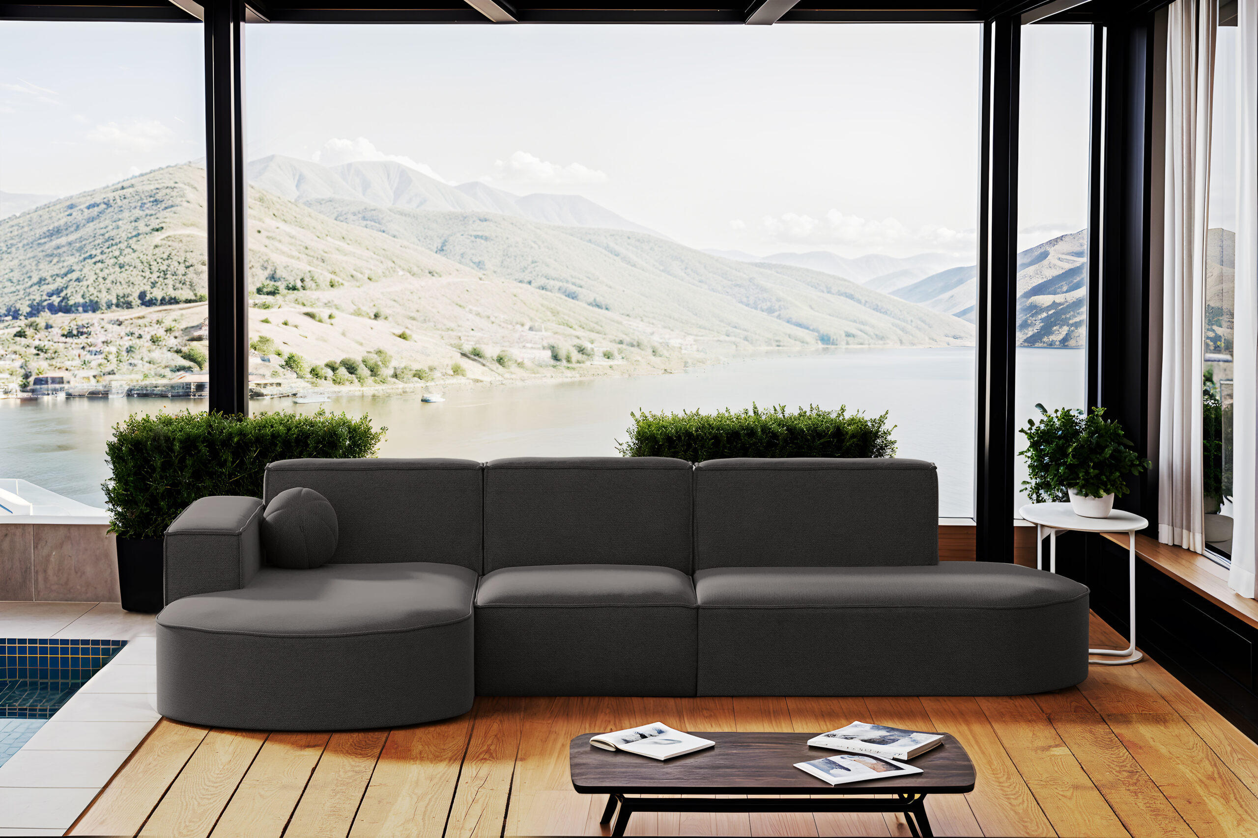 GARTENECKSOFA L-Form Garten Modena L Patio Grau Links - Grau, Holz/Textil (165/78/296cm) - Kaiser Möbel