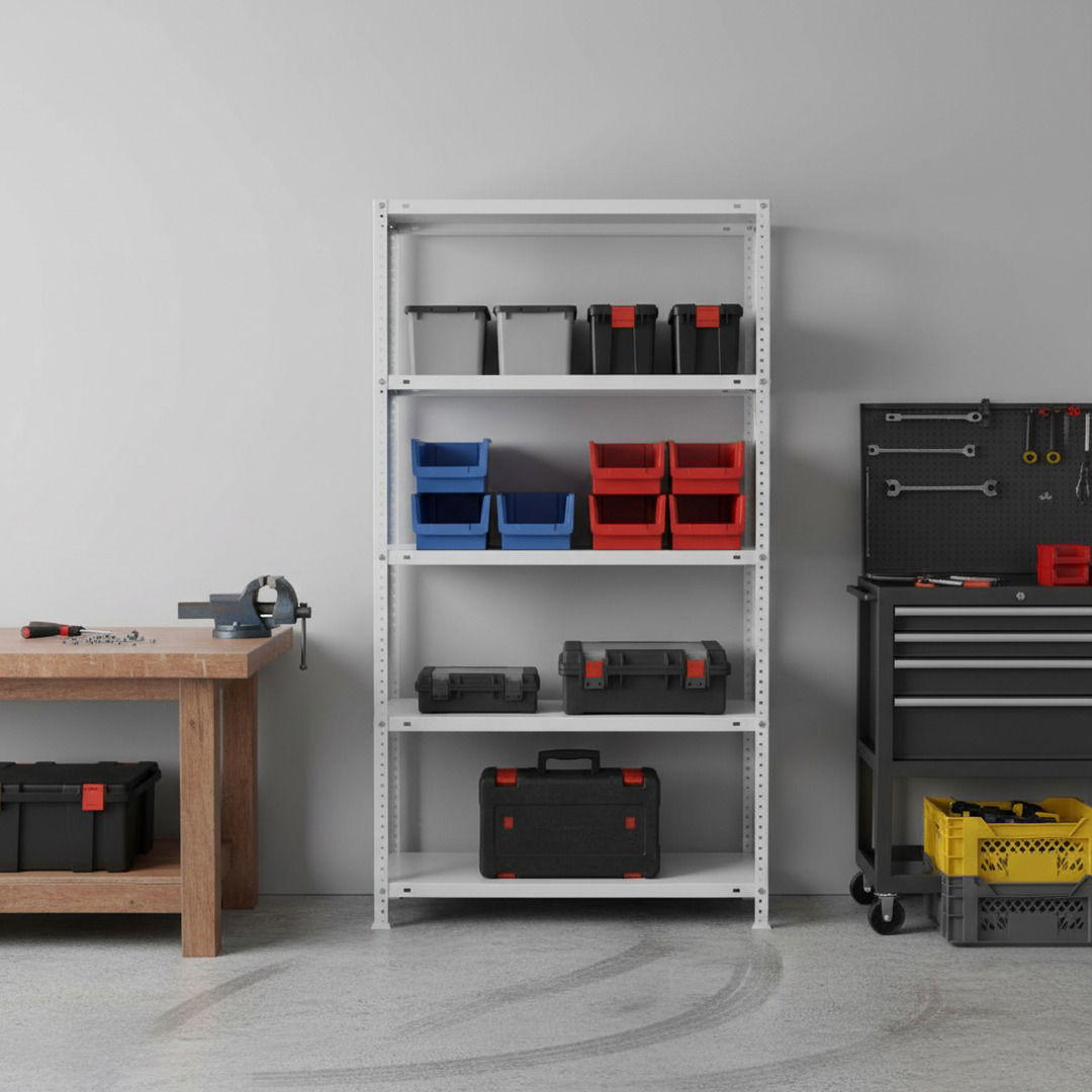 SCHRAUBREGAL PANDA TALL | HxBxT 200x100x30cm | 5 Fachböden | Fachlast 75kg | Weiß - Weiß, Metall (100/200/30cm) - PROREGAL