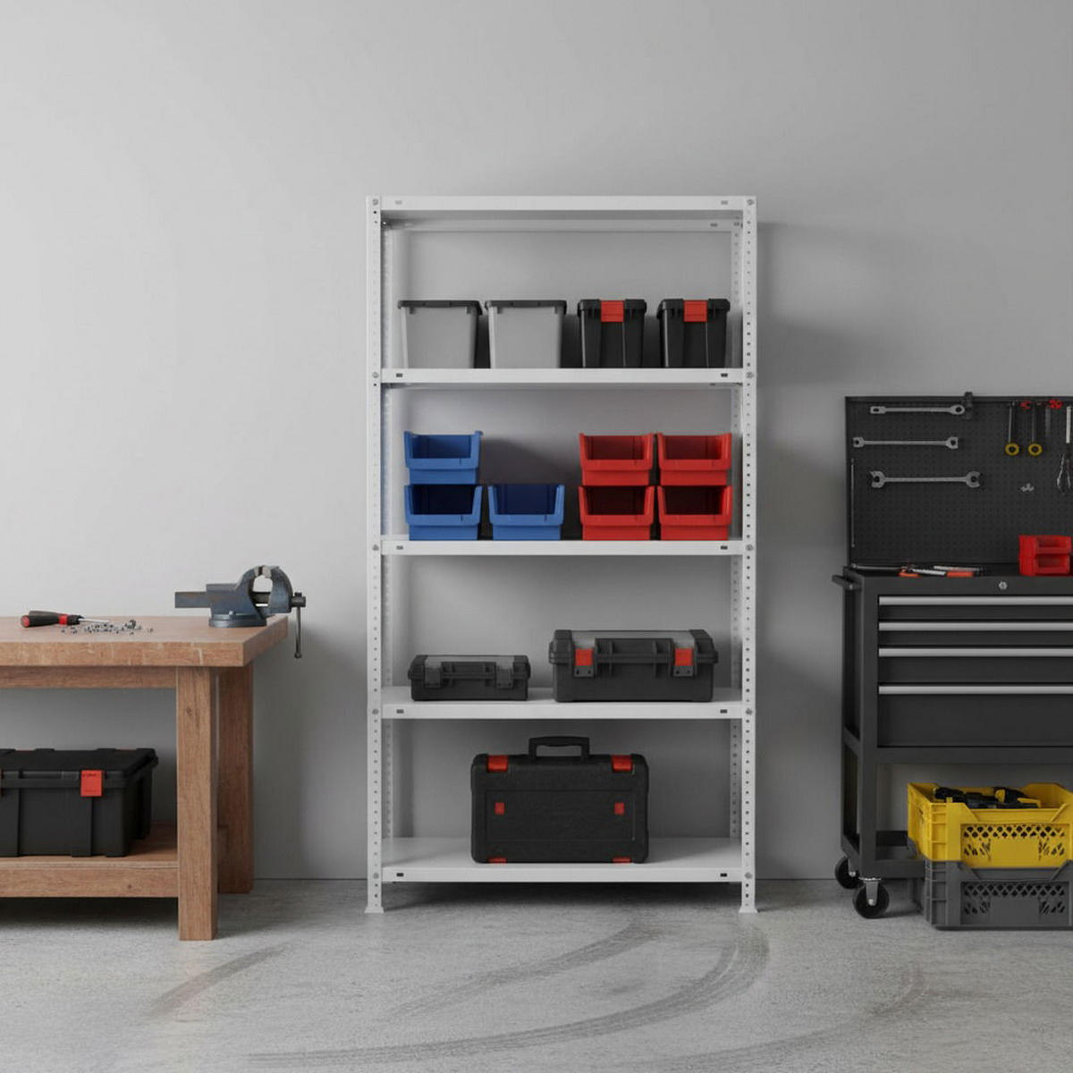 SCHRAUBREGAL PANDA TALL | HxBxT 200x100x30cm | 5 Fachböden | Fachlast 75kg | Weiß - Weiß, Metall (100/200/30cm) - PROREGAL