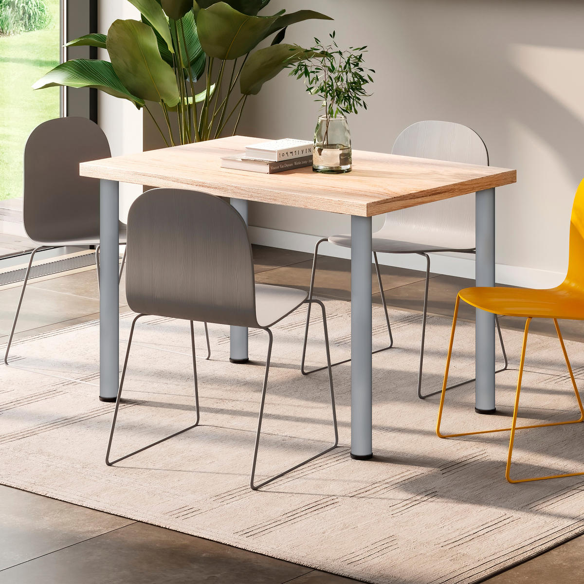 TISCHBEINE, Durchmesser 60mm, H 830mm, Stahl, Silbergrau 4er-set - Silberfarben, Metall (14.2/83/14.2cm) - EMUCA