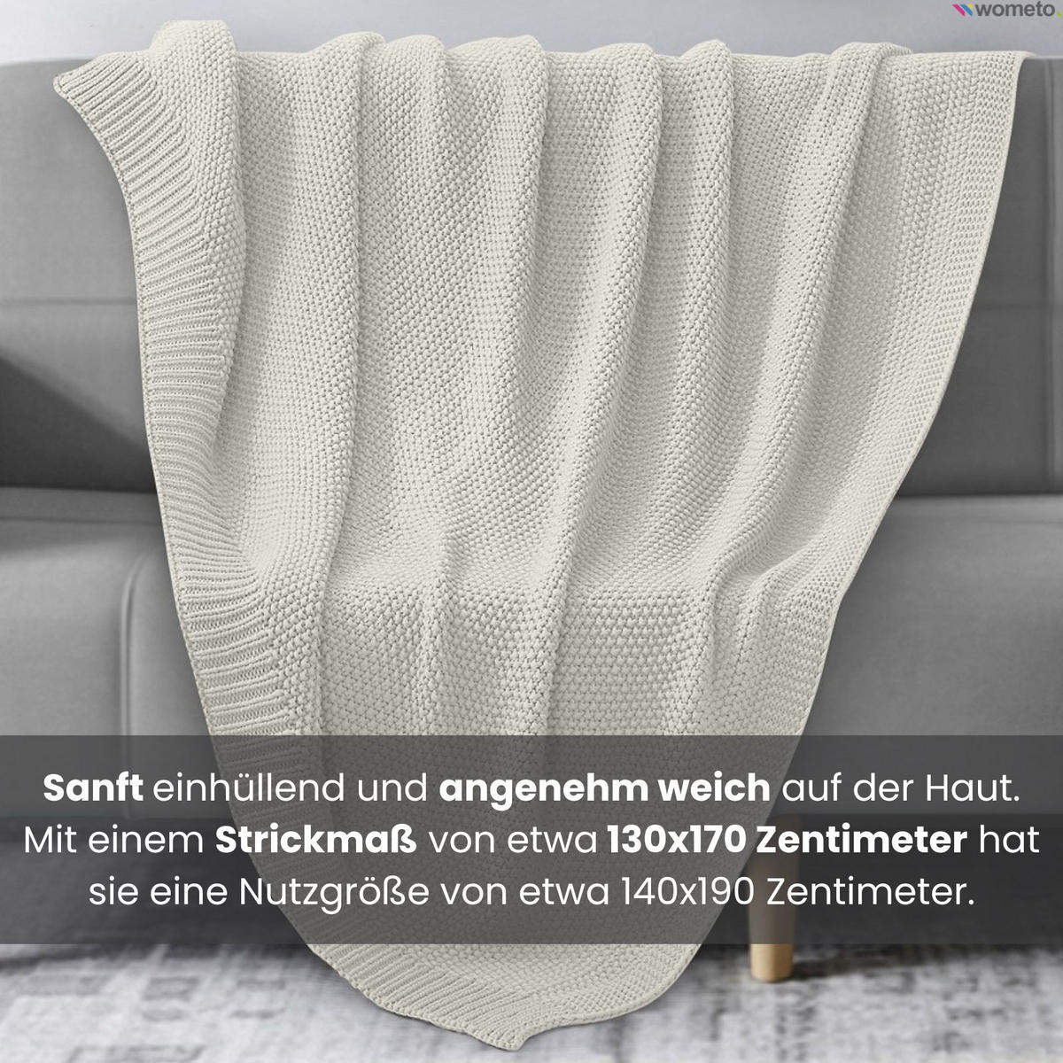 STRICKDECKE weiß 140/190 cm - Weiß, Textil (140/190cm) - wometo