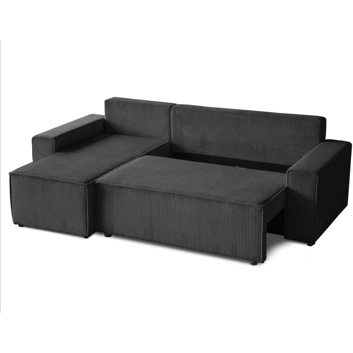 ROHOVÁ ROZKLÁDACÍ POHOVKA Hektor, s funkcí spaní, tmavě šedá - černá/tmavě šedá, textil/plast (247/152cm) - Beautysofa