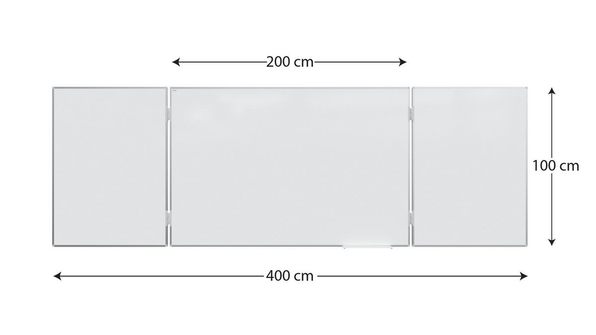 MAGNETISCHES Whiteboard Klapptafel 5-flächig 100x200//400cm - Weiß, Metall (100/400/1.3cm) - ALLboards