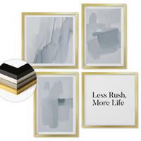 WANDBILDER 4er Set - 50x50 cm & 40x60 cm Goldrahmen - Abstrakte Aquarellkompositionen - Goldfarben, Kunststoff (50/50cm) - ArtPrintCave