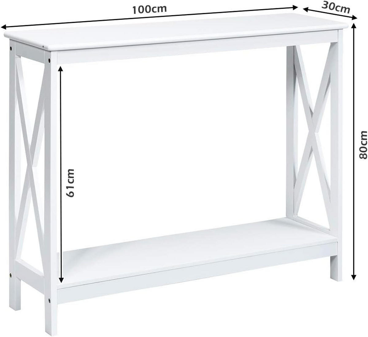 KONSOLENTISCH 80cm Weiß - Weiß, Holz (100/30/80cm) - COSTWAY
