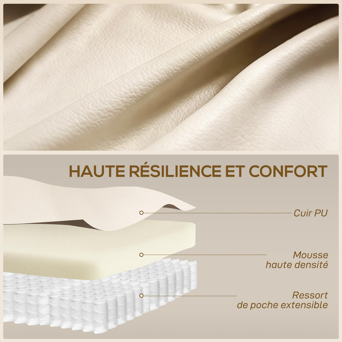 MASSAGESESSEL DE-15444 8 Massagepunkte mit Heizung und 360° Drehung Creme - Creme, Leder (82/103/99cm) - ComfortXL