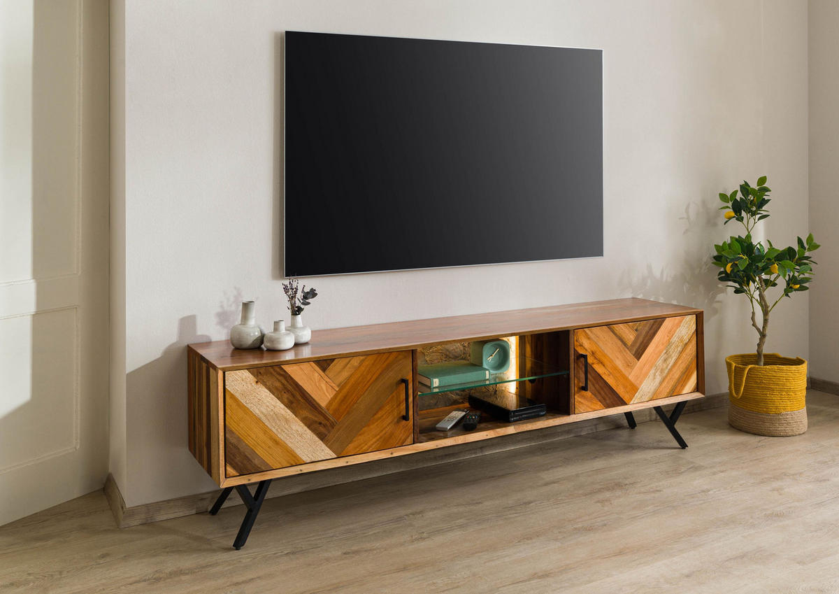 TV-BOARD Altholz 200x40x56 natur lackiert AVIGNON #101 - Naturfarben, Holz (200/56/40cm) - Massivmoebel24