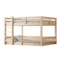 ETAGENBETT 160/200 cm in Natural mit Schutzgittern und hoher Belastbarkeit aus MDF und Kiefer - Naturfarben, Holzwerkstoff - STILVORA