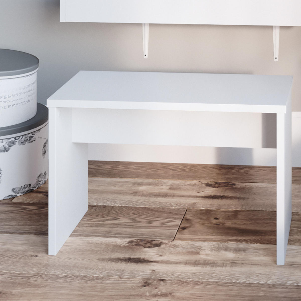 SITZBANK Weiß 70 cm für Schminktisch - Weiß, Holzwerkstoff (70/45.5/35cm) - Vicco