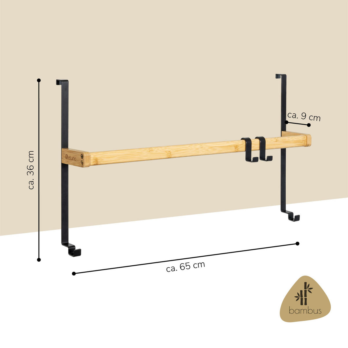 TÜR-HÄNGEREGAL, schwarz - Schwarz, Holz (65/36/9cm) - eluno