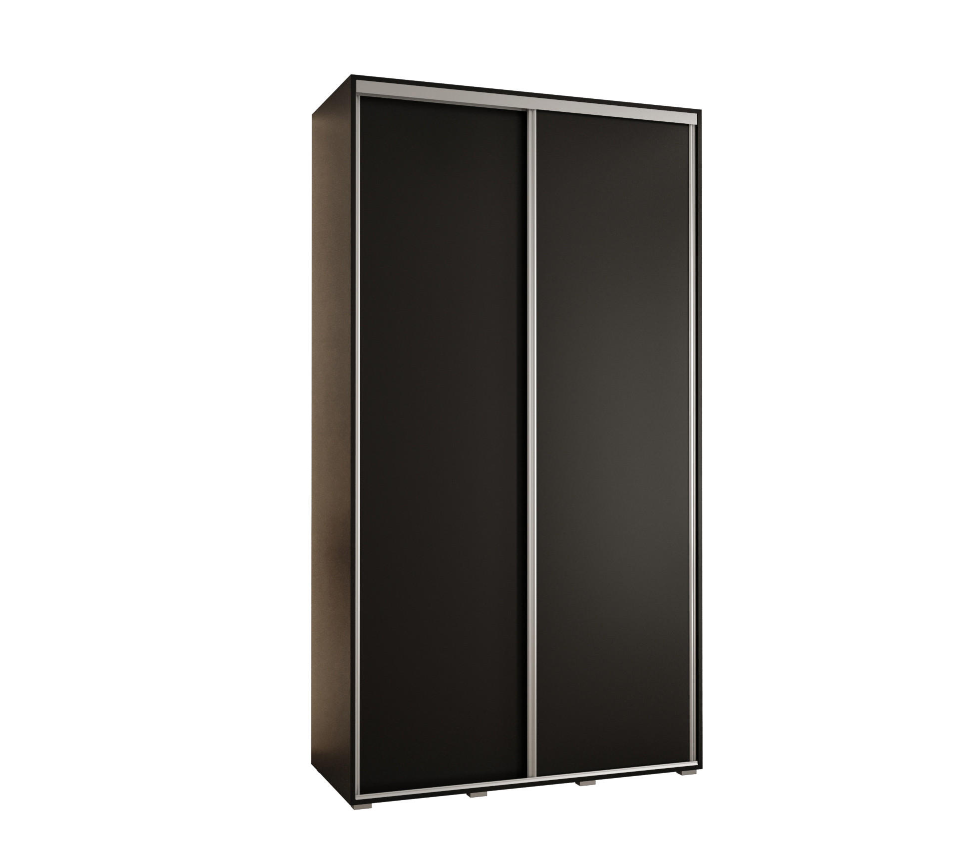 Abiks Möbel Schwebetürenschrank Schwarz, Schwarz, Silber 130x235x60 cm